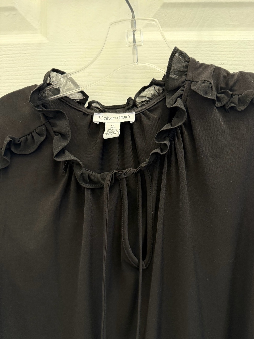 Calvin Klein Black Ruffle-Trim Tie-Neck Sleeveless Camisole
